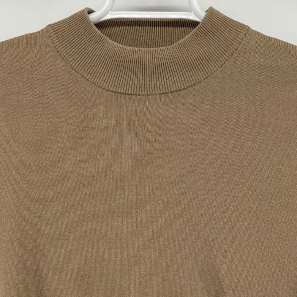 Pronto Uomo Mens Silk Cotton Blend Mock Neck Sweater Tan Brown Size M RN77219 - Picture 1 of 6